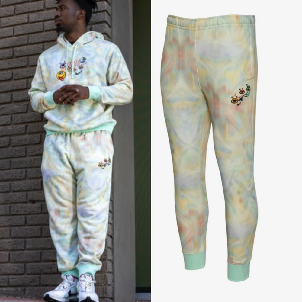 NWT Nike Joggers Mens Sportswear Club Fleece Tie Dye sweatpants mint green small